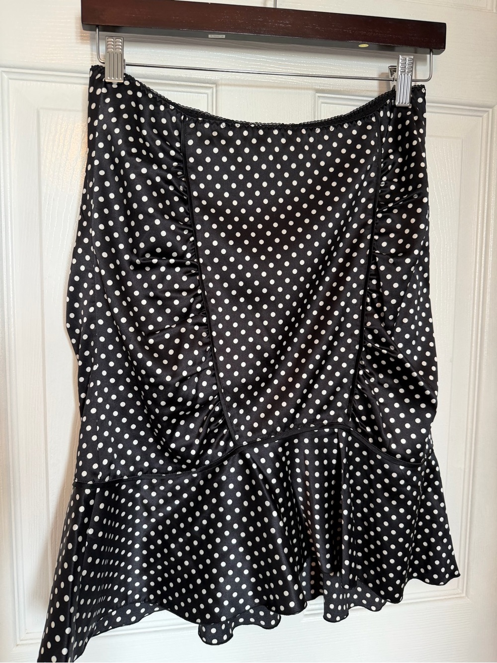 Marciano Black Satin Polka Dot Skirt